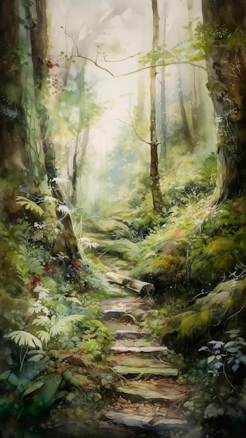 Obraz przedstawiający leśną ścieżkę w lesie