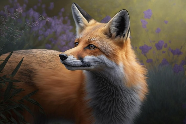 Obraz przedstawiający lisa z napisem lis