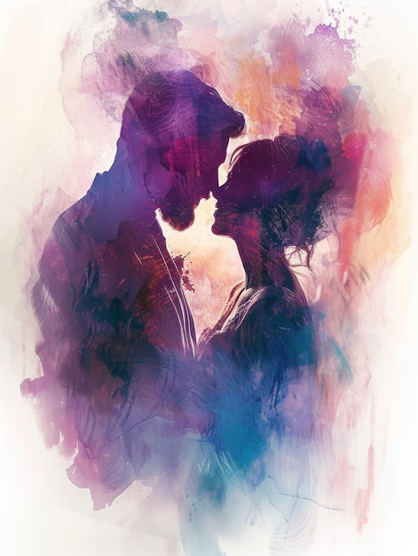 Zdjęcie obraz przedstawiający mężczyznę i kobietę łączących usta w namiętnym pocałunku mężczyzna i kobieta są c