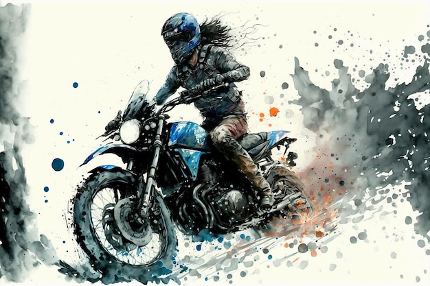 Obraz przedstawiający osobę jadącą na motocyklu