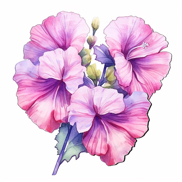 Zdjęcie obraz przedstawiający różowy kwiat z zieloną łodygą