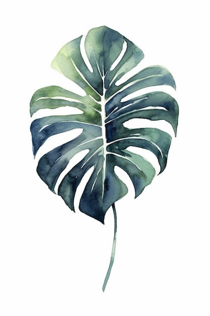 Obraz przedstawiający zielony liść z generatywnym ai białym tłem