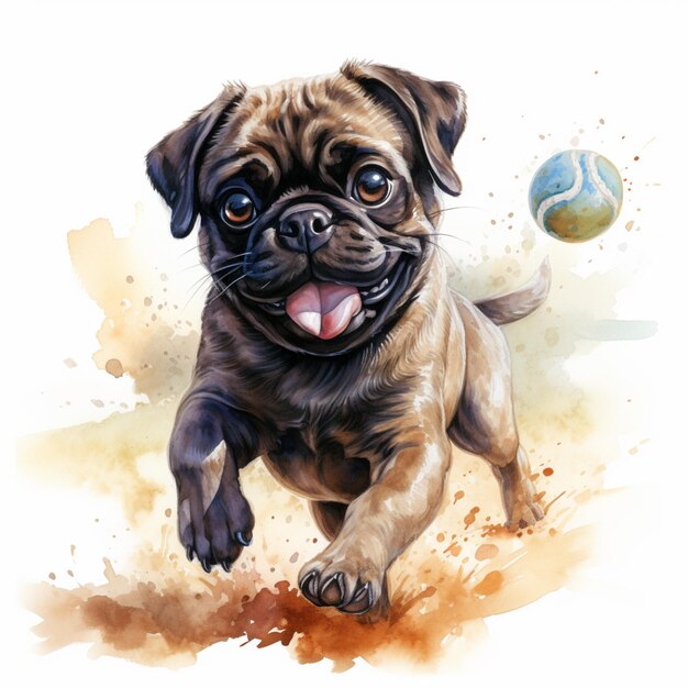 Obraz psa biegnącego z piłką w ustach generatywny ai