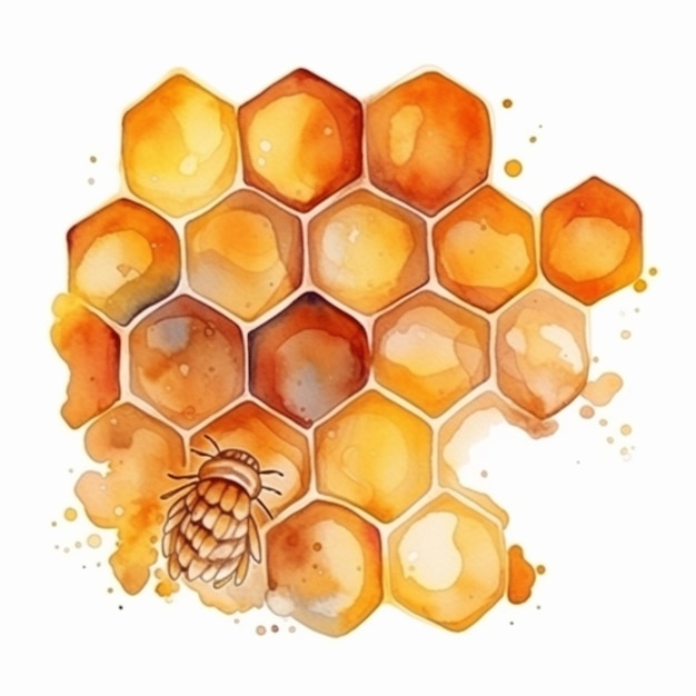 Obraz pszczoły i pąka z stożkiem sosnowym generatywnym ai