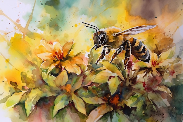 Obraz pszczoły na kwiatku