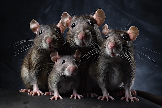 Obraz rodziny szczurów na białym tle Wildlife Animals Illustration Generative AI