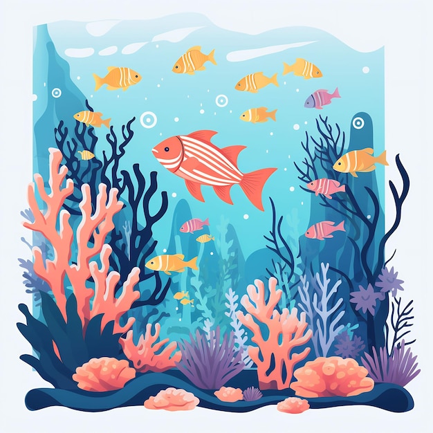 obraz ryb i koralowców z słowami "ryby" na dnie