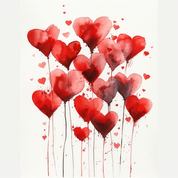 obraz serc z czerwonym tłem, który mówi miłość w czerwonym