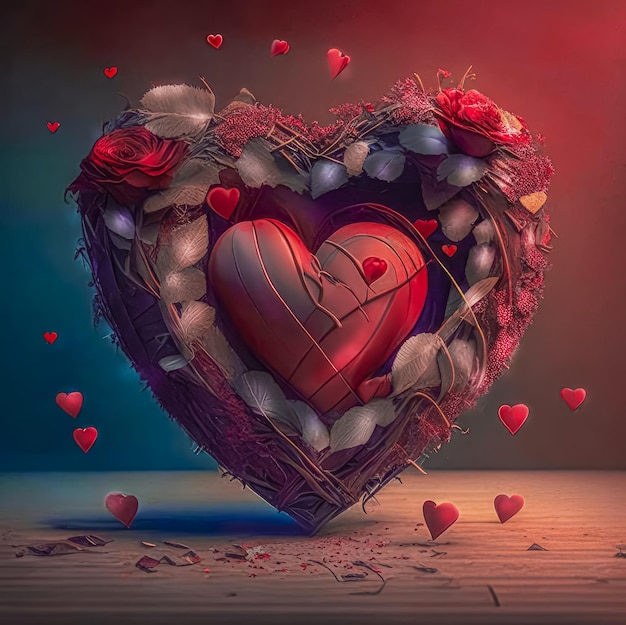Obraz stylizowanego serca emocje miłość złamane serce Generacyjna AI
