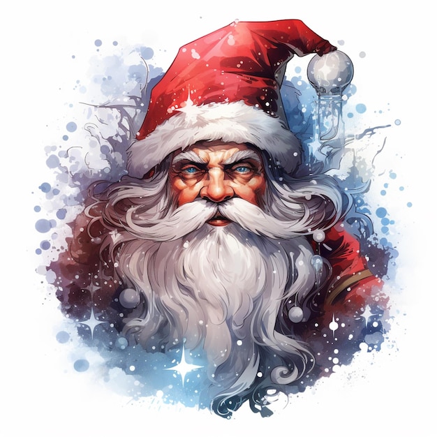 obraz Świętego Mikołaja z brodą i wąsami generatywny ai
