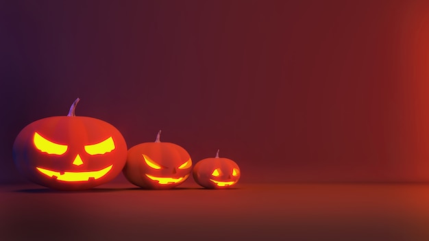 Obraz tła festiwalu Halloween, święta Halloween i diabły dyni, renderowanie 3d