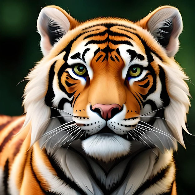 Obraz tygrysa na zielonym tle.