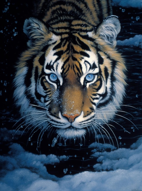 Obraz tygrysa o niebieskich oczach