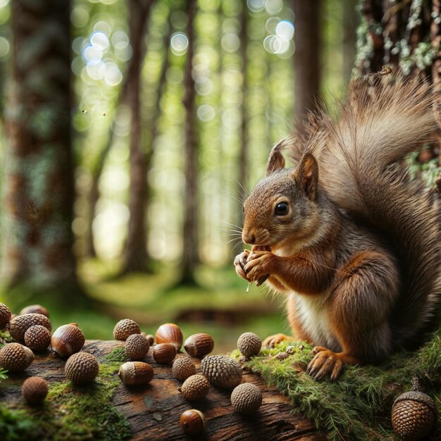 Obraz uroczej wiewiórki w przyrodzie