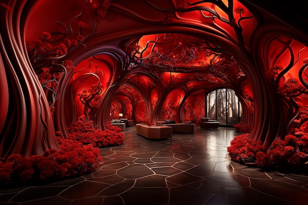 obraz w tle ścieżki tunelu czerwonych róż