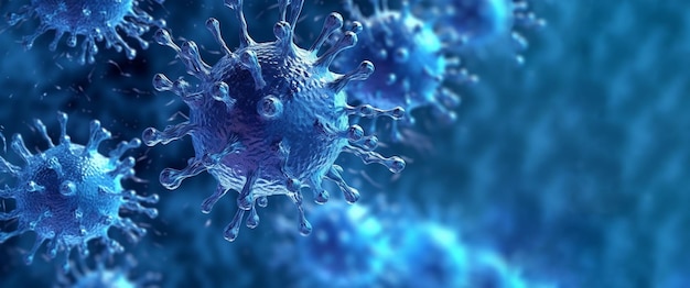 Obraz wirusa koronawirusa na abstrakcyjnym tle Koncepcja pandemicznych infekcji wirusowych kopiować przestrzeń
