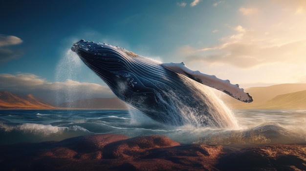 Obraz wygenerowany przez sztuczną inteligencję wieloryba