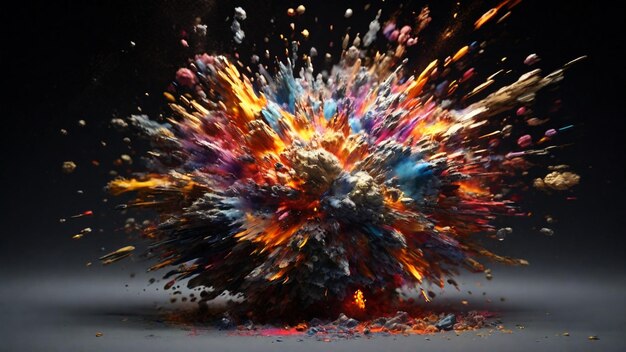 Obraz wysokiej rozdzielczości 4K z realistycznym kolorowym efektem wybuchu