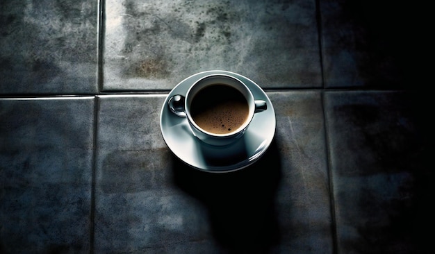 Obraz z filiżanką kawy na stole