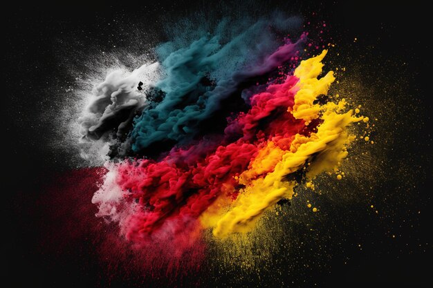 Obraz z kolorowym rozpryskiem proszku i eksplozją sztuki abstrakcyjnej