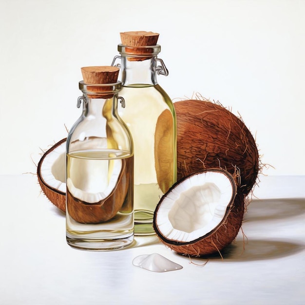Obraz z oleju kokosowego i olejku kokosowego.