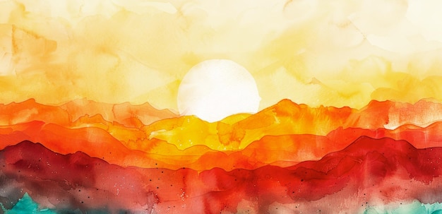 Zdjęcie obraz zachodu słońca z górami w tle