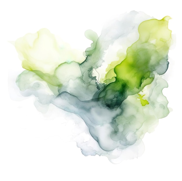 Obraz zielonego i szarego dymu izolowanego na białym