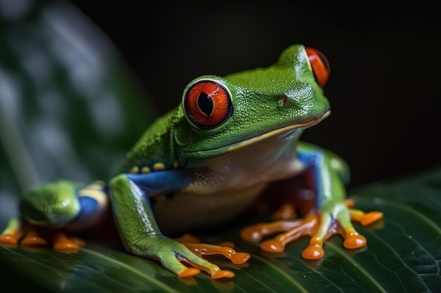 Obraz zielonej żaby drzewnej Ilustracja płazów Generatywna sztuczna inteligencja