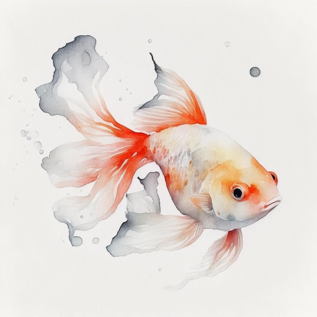 Obraz złotej rybki z czerwonym ogonem i białym ogonem.