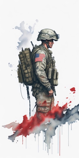 Obraz żołnierza z napisem usmc na odwrocie