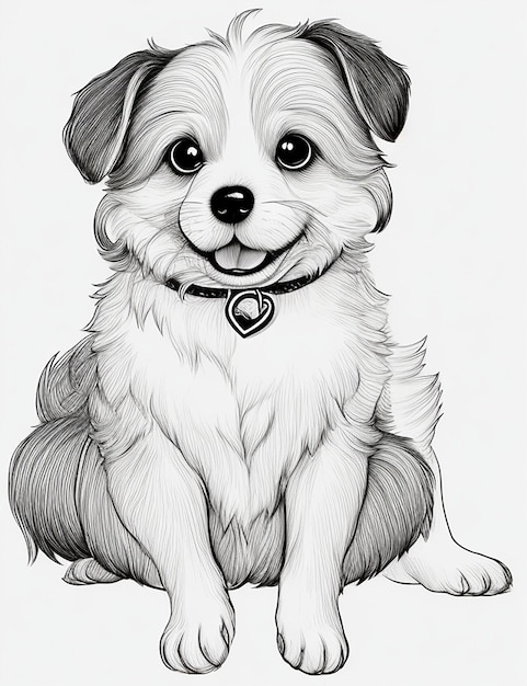Obrazek dla dzieci Obrazek do malowania Ilustracja o uroczym psie