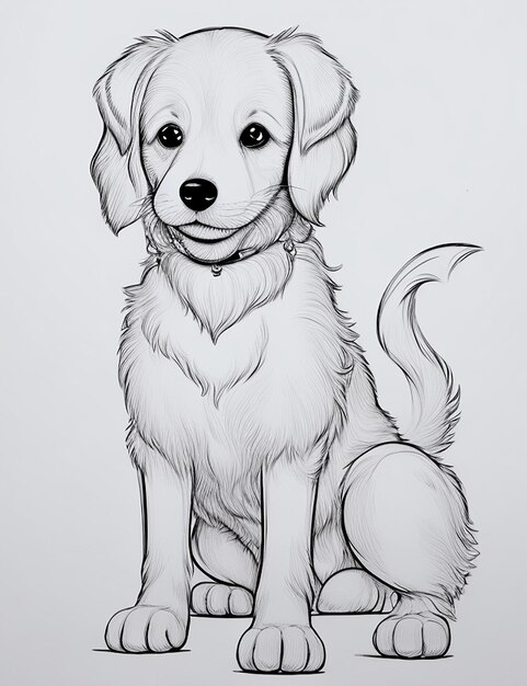 Zdjęcie obrazek dla dzieci obrazek do malowania ilustracja o uroczym psie