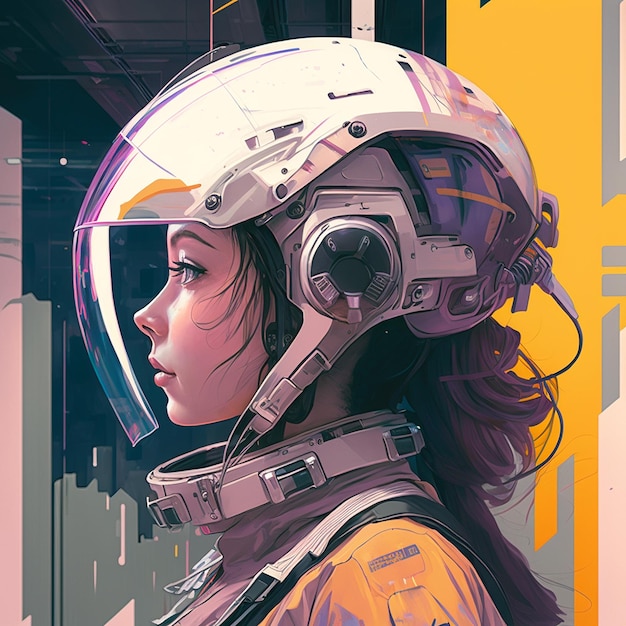 Obrazy dziewczyna nosząca kostium astronauty ilustracji wektorowych Ai generowane sztuki