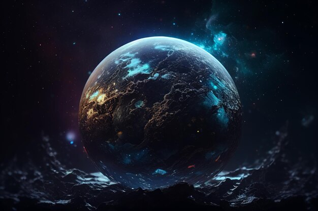 Obrazy wyimaginowanych planet dla twojego kosmicznego obrazu wygenerowanego przez Ai