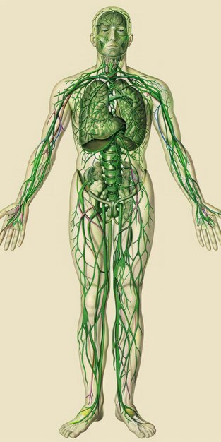 Zdjęcie obrońcy płynów: system limfatyczny, pierwsza linia obrony ciała, skomplikowana sieć naczyń i węzłów, które chronią przed infekcją i utrzymują równowagę płynów.