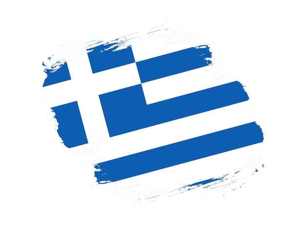 Obrys pędzla teksturowanej Flaga Grecji na białym tle