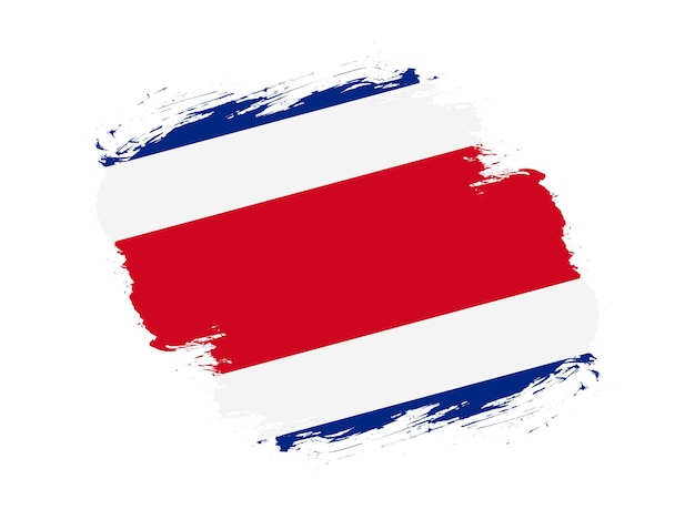 Obrys pędzla teksturowanej Flaga Kostaryki na białym tle