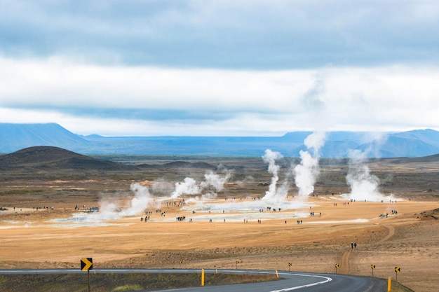 Obszar geotermalny Hverir w obszarze geotermalnym Myvatn Islandia