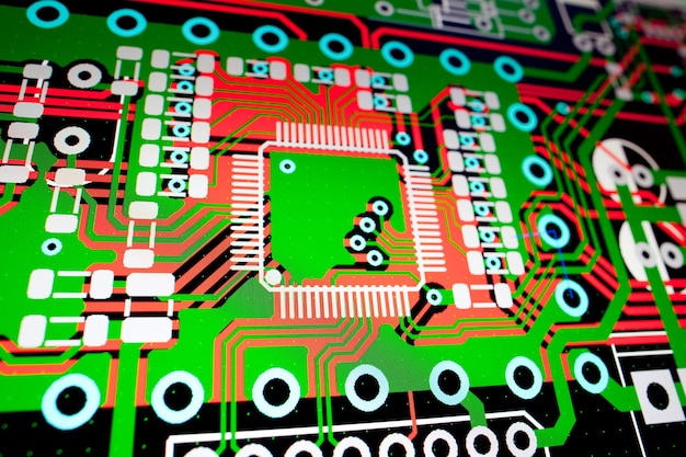 Obwód elektryczny PCB na ekranie komputera