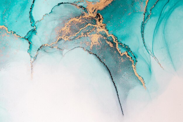 Ocean niebieski abstrakcyjne tło marmurowego płynnego atramentu sztuki malowania na papierze