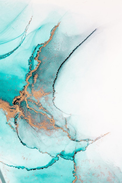Ocean niebieski abstrakcyjne tło marmurowego płynnego atramentu sztuki malowania na papierze