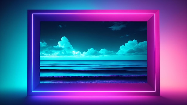 Ocean z żywą neonową ramką