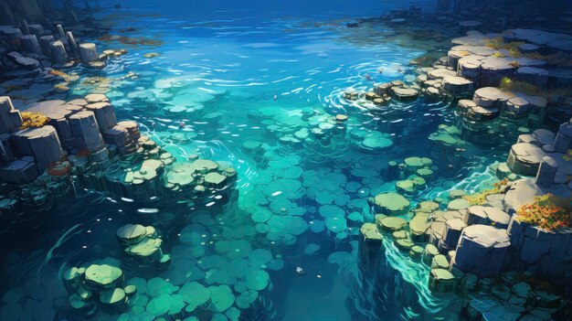 Zdjęcie oceaniczne widoki słoneczne tropikalne dno morskie ozdobione formacjami koralowymi