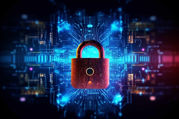 Ochrona danych w zakresie bezpieczeństwa cybernetycznego Koncepcja prywatności technologii biznesowej Rendering 3D