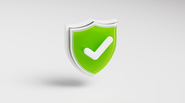 Zdjęcie ochrona tarcza zielony zaznacz ikona symbol szkło renderowania 3d