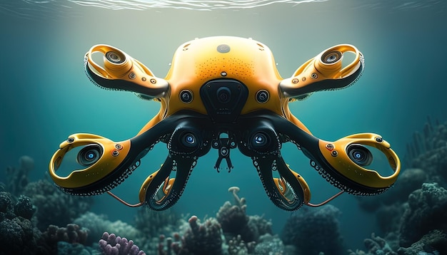 Octopus drone cyfrowa ilustracja sztuki Generative AI