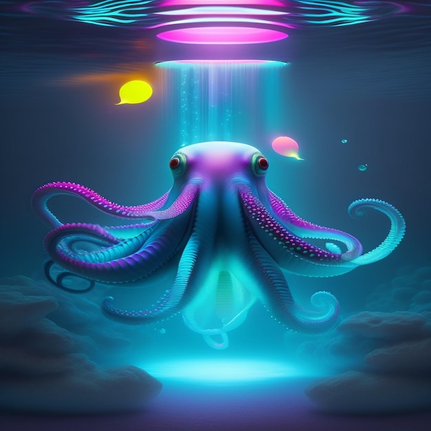 Octopus_On_Under_Water_Neon_Lights