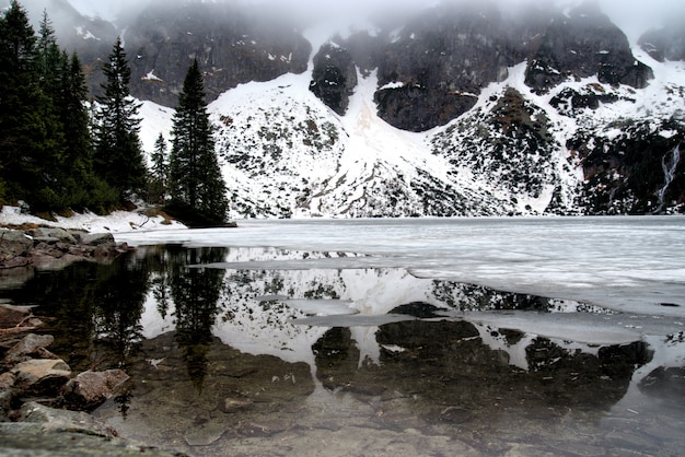 Odbicie gór w Tatrach jezioro Morskie oko