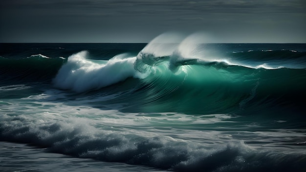 Odbicie wybrzeża, spokojne fale oceanu, majestatyczne niebo i wirująca piana.