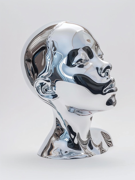 Odblaskowa płynna holograficzna metalowa rzeźba kobiety na czystym tle Generatywna sztuczna inteligencja